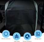 2PCS Kick Mat Back Seat Protector, Seat Back Kick Mat Organizer for Kids with 2 Pocket Storage Organizer, Waterproof Car Backseat Protective Covers for Car, SUV, Minivan or Truck (Black)