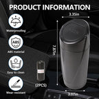 Mini Car Trash Can with Lid, Portable Garbage Can for Car, Leakproof Cup Holder Automotive Garbage Bin with 2 Rolls of Trash Bags, Small Trash Storage Can for Car Home Office(Black)