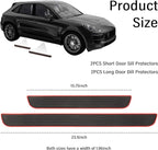 4PCS Car Door Sill Protector,Anti-Scratch Rubber Car Door Protector Edge Guards for Door Steps,Universal Waterproof Door Threshold Strips Exterior Accessories for Car Truck SU (Black+Red, Width 1.96")