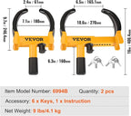 Universal Wheel Clamp Lock, 2 Pack Adjustable Anti-Theft Tire Lock, Heavy-Duty Steel for ATV SUV Car Golf Cart Boats Motorcycles, with 6 Keys