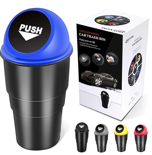 Cup Holder Trash Can, Leakproof Car Trash Can with Lid, Trash Bin for Car Accessories, Mini Garbage Bin Organizer for Automotive Office Home Kitchen, Applicable to Women and Men