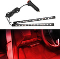 Car LED Strip Light, 12V 24 LED Vehicle Interior Atmosphere Lamps with Cigarette Lighter, Auto Under Dash Ambient Night Light, Universal Car Accessories (Red, Cigarette Lighter)