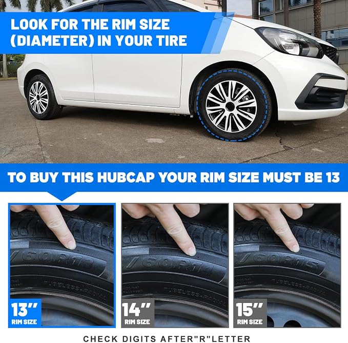 4-Pack 13 Inches Wheel Rim Cover Hubcaps,Redesign Fashion Style Replacement Hubcaps,Car Truck SUV Hub Accessories,Black&White&Lacquer