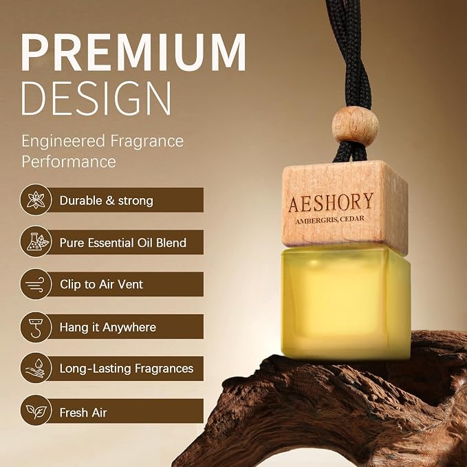 Aeshory Hanging Car Air Freshener, 3-Pack Hotel Collection, Long Lasting Scent Inspired by Ritz-C Hotels, Baccarat & W Hotels, Unisex Fragrance, 0.27 FL OZ (8ML)