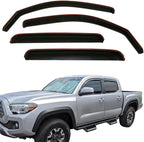 in-Channel Window Visors Rain Deflectors for 2005-2015 Toyota Tacoma Double Cab,4-Piece Smoke Tinted Rain Guards,UV-Resistant ABS,No Drill Installation,Reduced Wind Noise & Rain Protection