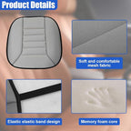 Car Seat Cushion Pad, Memory Foam Automotive Butt Cushion with Non-Slip Silicone Bottom, Breathable Driver Seat Protector for Vehicle, Home and Office Chairs (Grey)