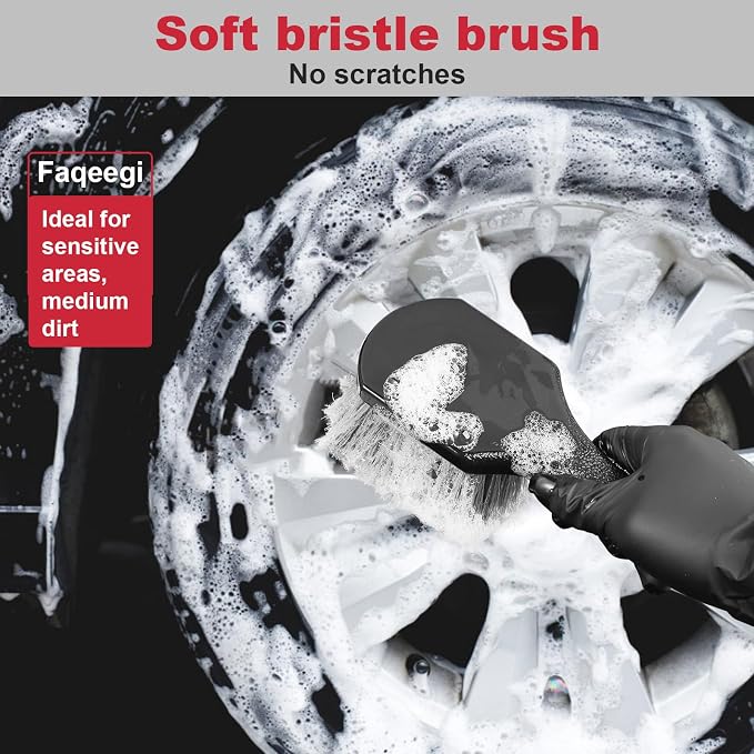 9PCS Wheel Detailing Kit Metal-Free Scratch-Free Boar Hair Rim Brush | Scratch-free boar hair & microfiber, dual-hardness tire pads, towel, storage bag, multi-vehicle wheel care gift set