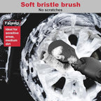 9PCS Wheel Detailing Kit Metal-Free Scratch-Free Boar Hair Rim Brush | Scratch-free boar hair & microfiber, dual-hardness tire pads, towel, storage bag, multi-vehicle wheel care gift set