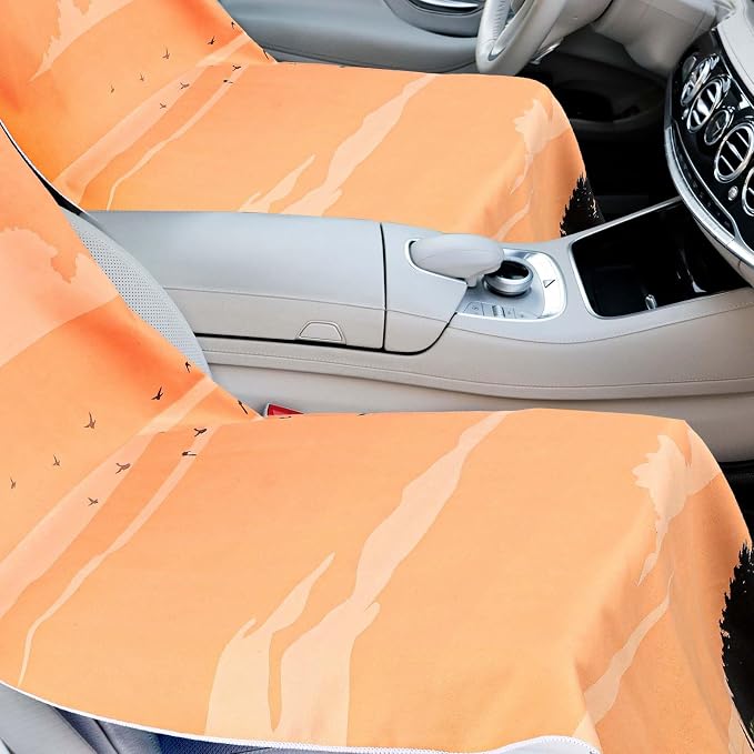 Car Seat Towel Covers with Storage Bag, 63 x 32 Inch Universal Non Slip Waterproof Sweat Protector for Car Truck, Gym Swimming Running, Machine Washable(2 Pack,Mount Desert Island)