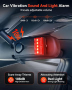 Car Anti-Theft Vibration Alarm, 108dB Automobile Vibration Sound & Light Alert, Wireless Remote Car Alert Automotive Warning Interior Safety Light