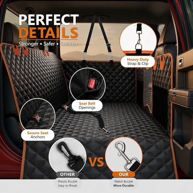 Back Seat Extender for Dogs,Dog Car Seat Cover for Back Seat with Hard Bottom Holds 500 lbs,Car Seat Protector,Waterproof Extender for Dogs,Pet Bed for Full Size F150/RAM1500/Silverado Crew Cab Pickup
