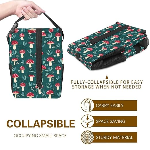 Mushroom Car Trash Can, Waterproof Portable Mini Garbage Bin, Lightweight No-Install Waste Basket for Car Office Home, Cute Multifunctional Car Interior Accessory