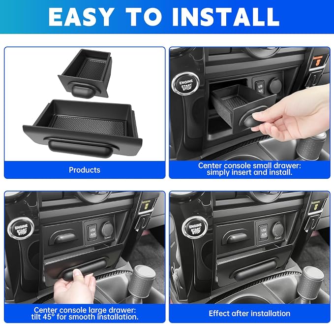 Center Console Drawer Fits for 2014-2024 Toyota 4Runner Console Organizer Dashboard Screen Tray Armrest Storage Box Compatible with 4Runner Interior Accessories (Drawer)
