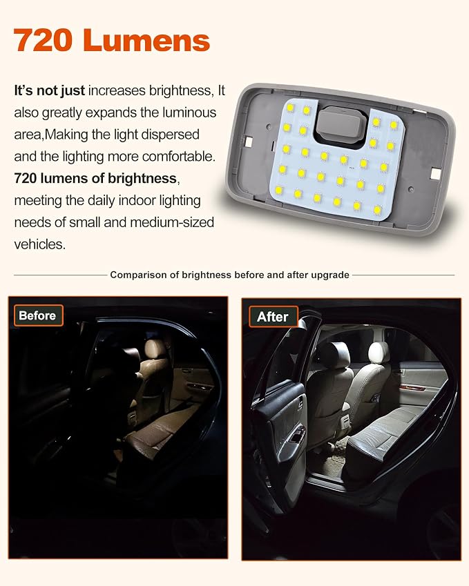 The 48020 LED Dome Light Board,Cab Interior Lighting Upgrade Accessory,6000K White Light,720 Lumens,for Toyota Corolla (2023-2026),Cross,GR,Hatchback,Rav4,4Runner,BZ,Tacoma,Venza
