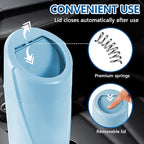 Mini Car Trash Can with Lid, Portable Garbage Can for Car, Leakproof Cup Holder Automotive Garbage Bin with 2 Rolls of Trash Bags, Small Trash Storage Can for Car Home Office(Light Blue)
