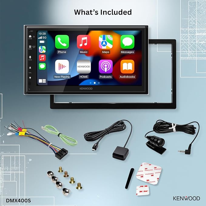 DMX400S 6.8" Capacitive Touchscreen Digital Multimedia Receiver - Wired Apple CarPlay, Android Auto, Built in Bluetooth, Double DIN, Rear Camera Input, 13-Band EQ