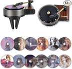 Record Player Car Air Freshener Vent Clip, 12PCS Vintage Album Style Refill Pads, Air Freshener Car Decor Accessories, Pink Fruity Floral Scent Air Fresheners for Car, Music Lovers Gifts