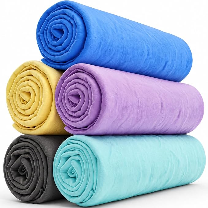 5 Pcs 25"x34" Premium Car Shammy Cloth Soft Super Absorbent Chamois Towel for Car Drying, Reusable Soft Cars Drying Towels (Bright Color)