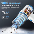 Handheld Car Vacuum Cleaner, 9000PA Vacuum Cleaner & Air Duster, 120W High Power Vacuum Portable Cordless, Hand Held Vacuum Rechargeable with Multi-Nozzles & LED Light for Home, Car, Office