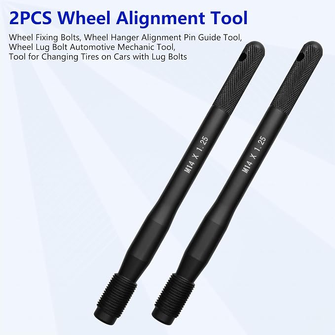 ZKTOOL 2PC Wheel Alignment Pin,Wheel Fixing BoltsBlack Wheel Hanger Alignment Pin Guide Tool,Wheel Lug Bolt Automotive Mechanic Tool,Tool for Changing Tires on Cars with Lug Bolts (M14×1.25)…