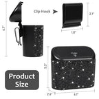 2 Pack Bling Car Trash Can with Lid, Small Garbage Can, Auto Garbage Storage Bin with 90pcs Garbage Bags, Sparkling Crystal Trash Bags Holder for Car, Home, Office Storage (Black Rhinestone)