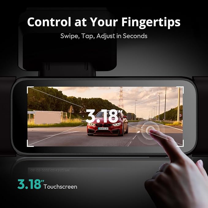 4 Channel Dash Cam 3K Front and Rear Inside 560° Coverage with Magnetic Side Cameras Car Camera with 3.18”Touch Screen 24/7 Parking Mode 5.8GHz WiFi GPS Voice Control (No SD Card)