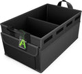 Car Trunk Organizer - 65L Collapsible Car Organizer with Non Slip Bottom & Multiple Pockets for Groceries, Trunk Storage with Base Panel for SUV Sedan Van, 2 Compartments (Black, Large)