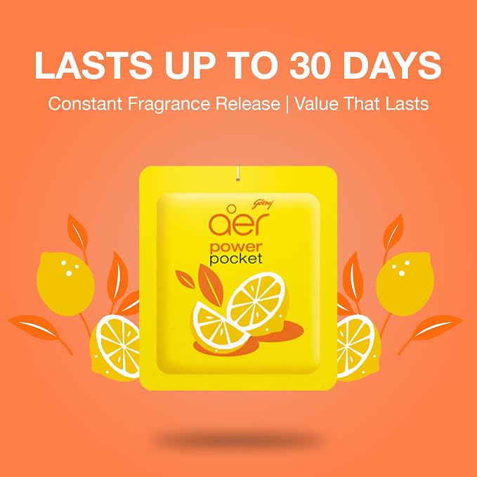 AER Power Pocket Lemon Tangy Delight Solid Gel Air Freshener for the Entire Home with Long Lasting Scent, Pack of 6