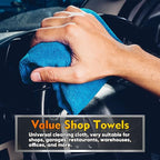 Blue Microfiber Cleaning Cloths 100 Pack, Reusable Cleaning Rags Shop Towels - Bulk Multipurpose Microfiber Towels, Lint Free Cleaning Towels for Car, House & Kitchen, 11.5 x 11.5 inch