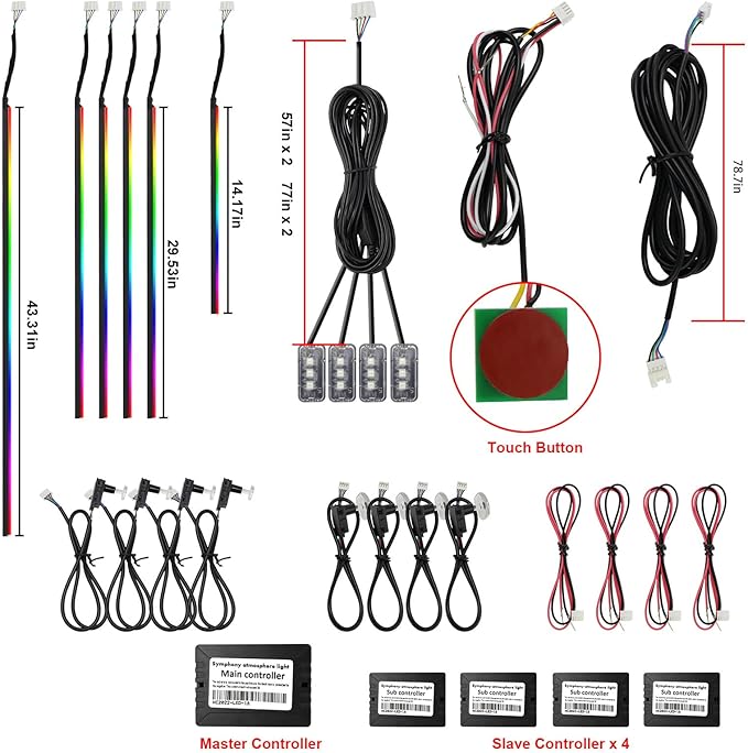 Dreamcolor Acrylic Interior Car Lights, Car Accessories 18 in 1 Car LED Strip Lights with APP Control and 213 Modes, 175 inches 593 LEDs Fiber Optic Lights, RGB Neon Light Kits