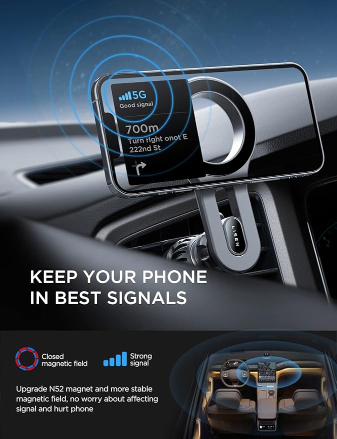 for MagSafe Car Mount, 2026 Magnetic Phone Holders for Car Air Vent Phone Mount [Ultra-Magnetic] Hands Free Cell Phone Holder Car Accessories for Men Women fit iPhone 17 16 15 14 13 Pro-Blue