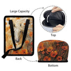 Horse Floral Print Car Trash Can with Lid, Leak Proof Auto Trash Bag Hanging Vehicle Garbage Can Multipurpose Storage Container for Back Seat Road Trip