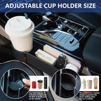 Car Seat Gap Filler Organizer,2 Pack Car Leather Cup Holder Gap Bag,Car Seat Storage Box with Cup Holder Expander,Car Organizer Front Seat for Holding Phone, Glasses, Keys, Cards (Black)
