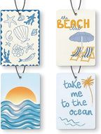 Coastal Blue Beach Air Freshener Diffuser Hanging for Car Interior Closet Drawer Home 4 Pcs, Nautical Summer Seaside Sunrise Beachy Car Accessories Mirror Decor