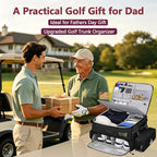 Upgraded Golf Trunk Organizer, Golf Gifts for Men, with Removable Insulated Pouch&Dust-Proof Protective Layer, Multi-Compartment fits 2 Pairs of Shoes, Golf Accessories