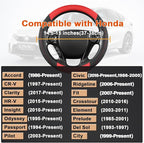 Microfiber Leather Steering Wheel Cover for Honda Accord,Civic,CR-V,HR-V,Pilot(Black+Red-Standard Size)