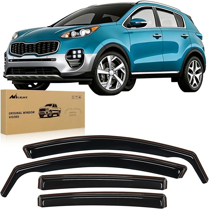 in-Channel Rain Guards for Kia Sportage 2017 2018 2019 2020 2021 2022, Vent Window Visors, Original Window Deflectors-4PCS