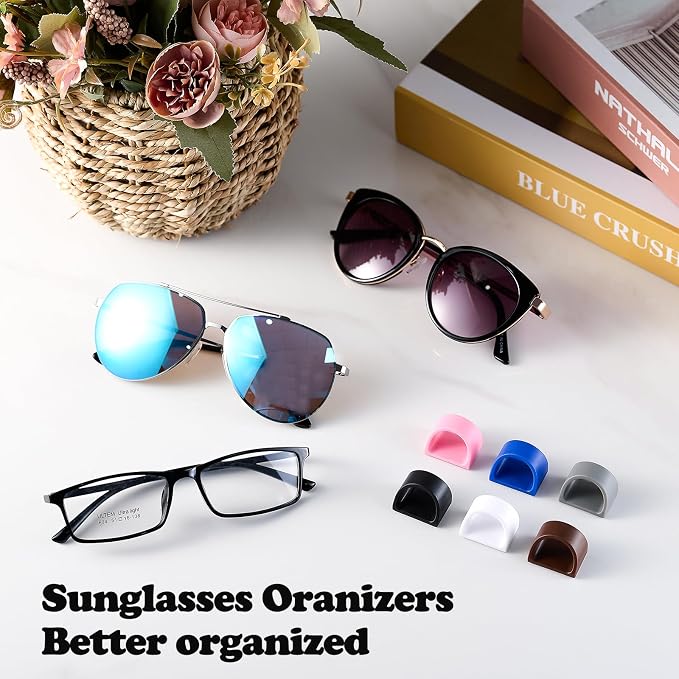 Sunglass Organizer 6 Pack, Glasses Holder & Eyeglass Holder for Eyewear, Sunglasses, Reading Glasses. Sunglass Holder for Home, Office, Car, Driver, Workshop. Glasses Accessories (Grey)