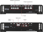 R1002 2 Channel Car Amplifier - 200 High Output, 2-8 Ohm Stable, Low/High Level Inputs, Full Range, Bridgeable, Bass for Subwoofer