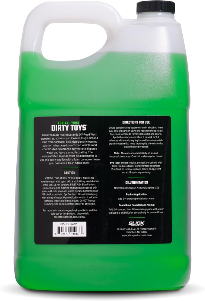 Total Off-Road Wash Super Concentrate – Thick Foaming Car Wash Soap with Hybrid-Ceramic Formula for Dirt Bikes ATV UTV Trucks Jeeps and More – Foam Cannon Ready – 128 oz