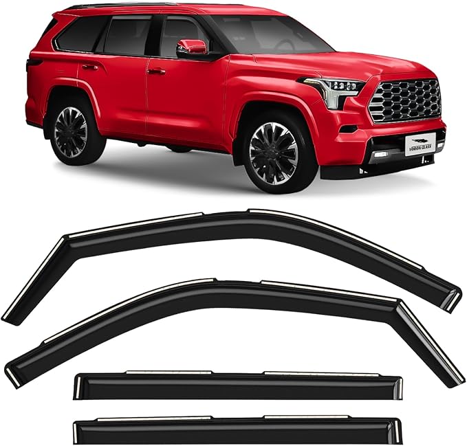 Voron Glass in-Channel Extra Durable Rain Guards for Toyota Sequoia 2023-2026, Window Deflectors, Vent Window Visors, 4 Pieces - 200837
