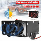 Car Heater - Windshield De-Icers Car Defogger 12V 500W Car Heater 2 in 1 Portable Car Heaters and Cooling Fan with Purification for Winter 2 Holes