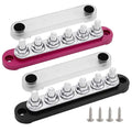 6 x M8 (5/16") Studs Power Distribution Block Bus Bar 12V, 5.9" HD 200A Marine BusBar Battery Distribution Block W/Cover for Car Boat Solar (Red & Black)
