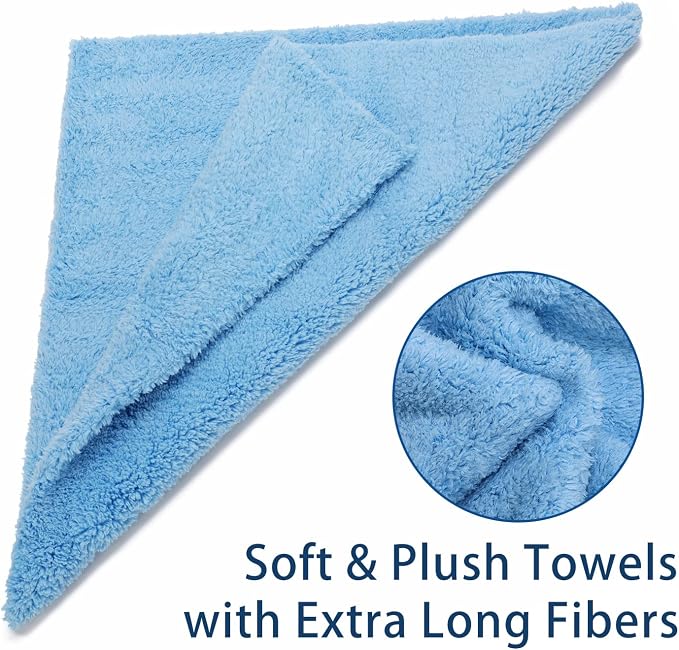 Microfiber Towels for Cars, Car Drying Wash Detailing Buffing Polishing Towel with Plush Edgeless Microfiber Cloth, 450 GSM 16x16 in. Pack of 6