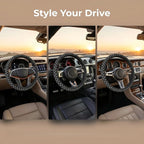 Checkered Gray Steering Wheel Cover Universal 15 Inch + 2 Car Coasters | neoprene Non-Slip Breathable Elasticity Universal for Car Truck SUV for Women Men