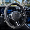 Car Steering Wheel Cover 15 inch, Microfiber PU Leather Elastic Steering Wheel Protector, Anti-Slip Breathable Car Interior Accessories for Most Cars (Grey)