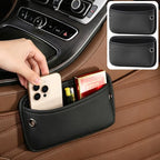 Car Seat Side Pocket Organizer, Nappa Leather Car Trunk Pouch Organizers and Storage, Small Car Side Seat Storage Bag for Auto Front Seat Back Seat Door Console Phone Sunglasses Cards Pen (Black-2PCS)