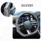 Car Steering Wheel Cover with Comfort Grip, 14.5-15" Carbon Fiber Laser Non-Slip Steering Wheel Protector, Cool Stylish Auto Interior Decor Accessories, Universal for Van SUV Sedan (Silver)