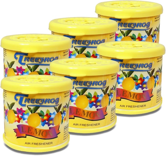 TreeFrog Gel-Typed Automotive Cup-Holder Air Freshener, Lemon Scented, Pack of 6