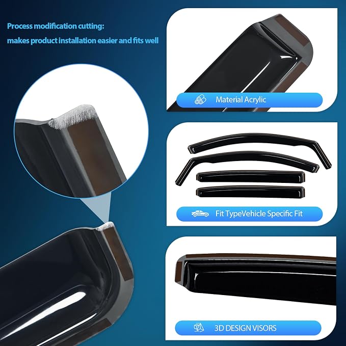 in-Channel Rain Guards for Chevrolet Equinox 2018-2024 Premier Only, Window Visors Vent Visor Window Deflectors, Rain Wind Noise Reduction Ventilation, 4PCS